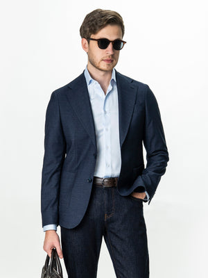 Sacou Smart Casual Barbati Bleumarin In Carouri All Season BMan0035