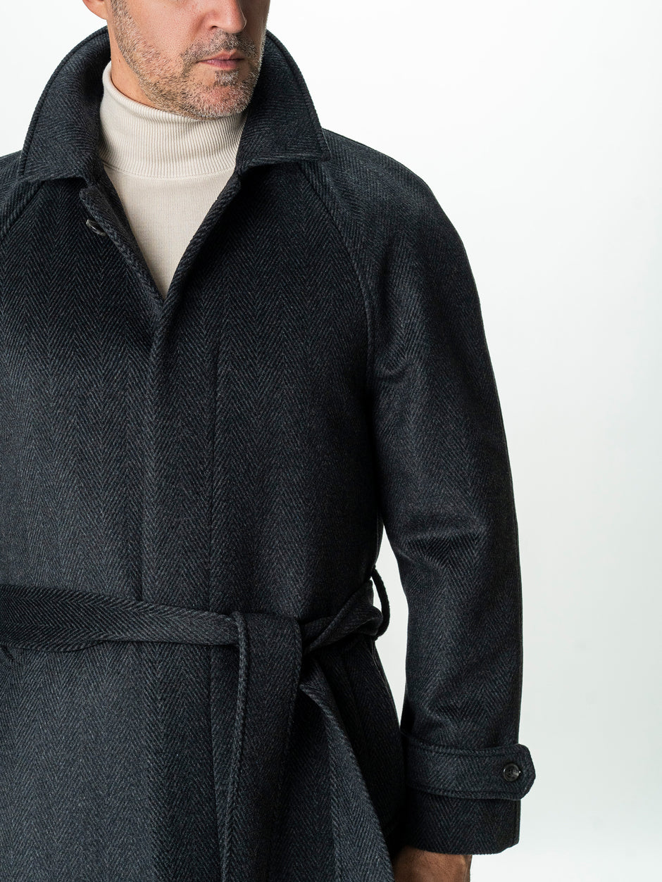 Palton Barbati Iarna Negru 100% Lana Twill BMan0006 (3)