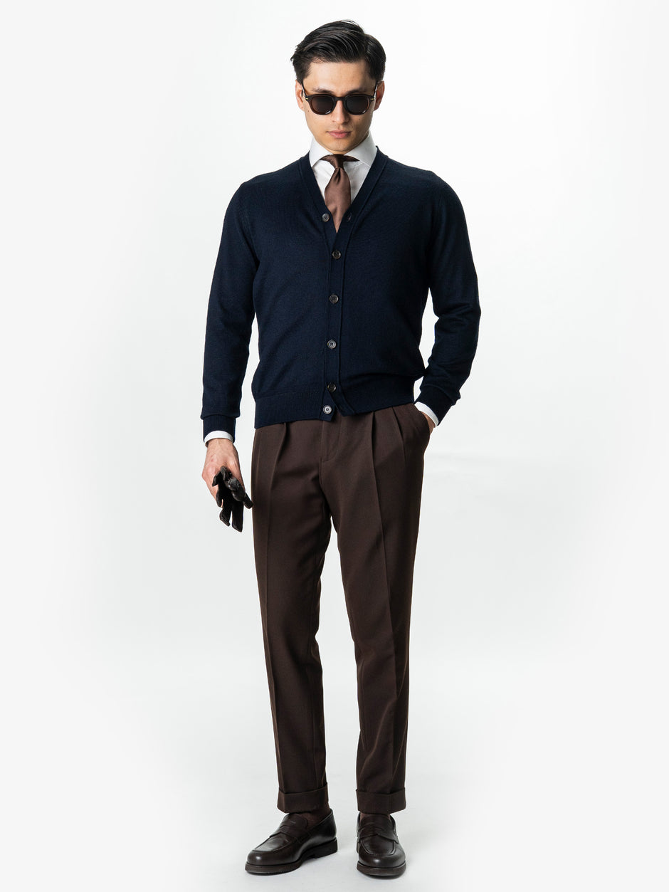 Pulover Bleumarin Barbati Cu Nasturi Tip Cardigan BMan0038 (5)