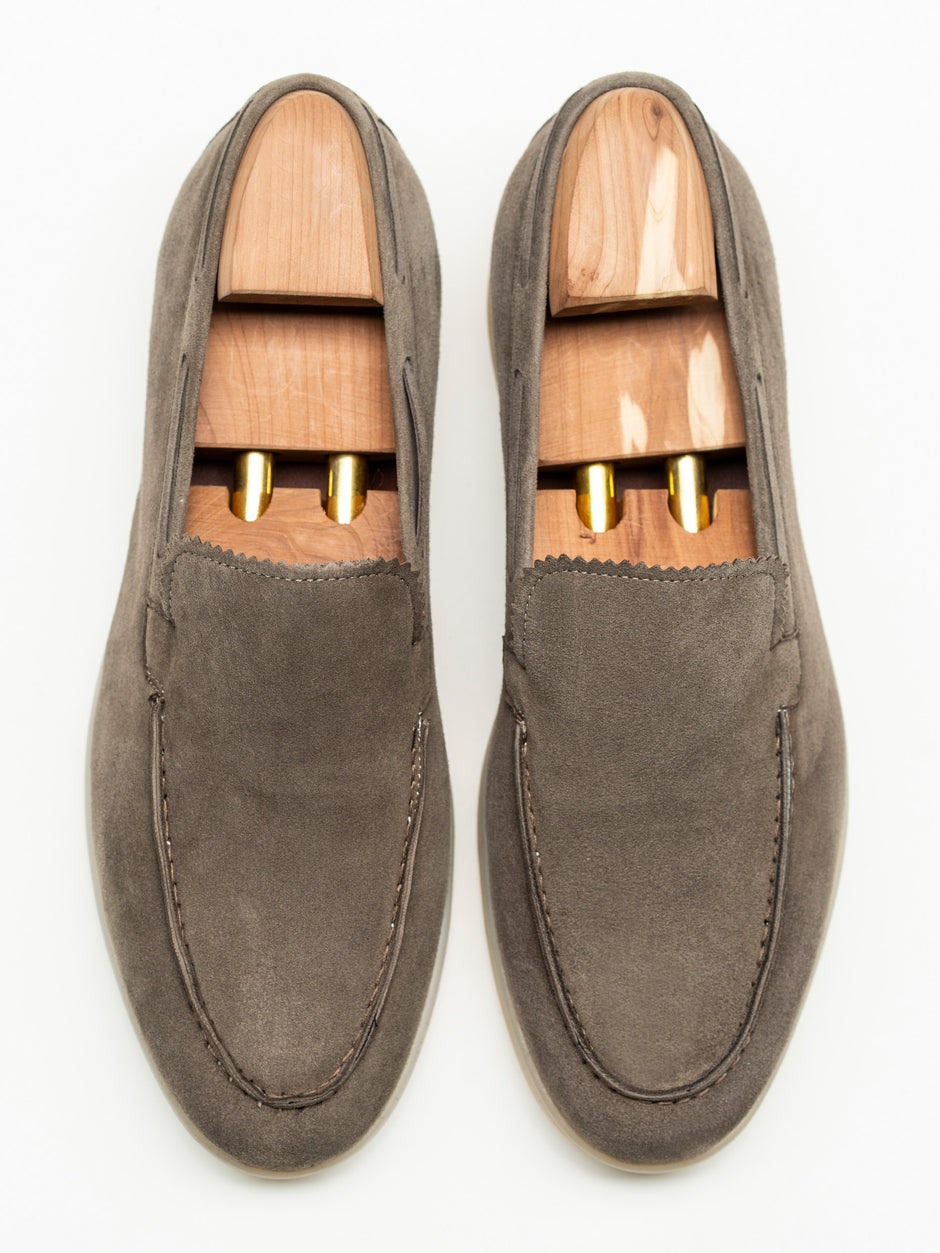 Mocasini Loafers Bej Taupe Barbati 100% Piele Intoarsa BMan197 (2)