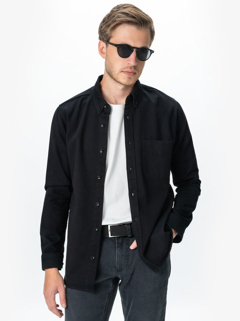 Camasa Casual Barbati Neagra De Toamna & Iarna Din Bumbac Tip Overshirt BMan0029 (2)