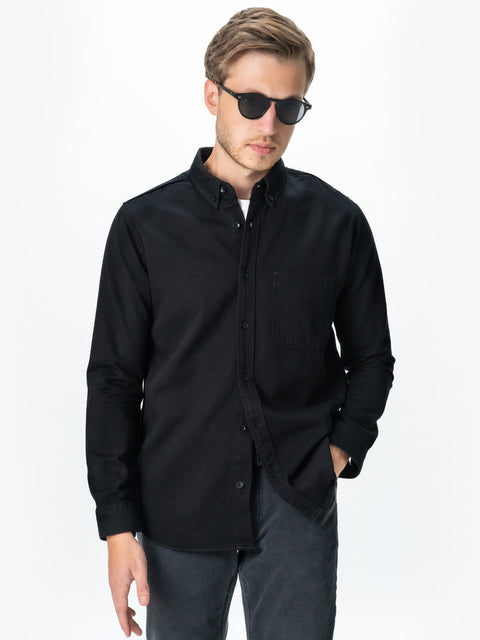Camasa Casual Barbati Neagra De Toamna & Iarna Din Bumbac Tip Overshirt BMan0029 (4)