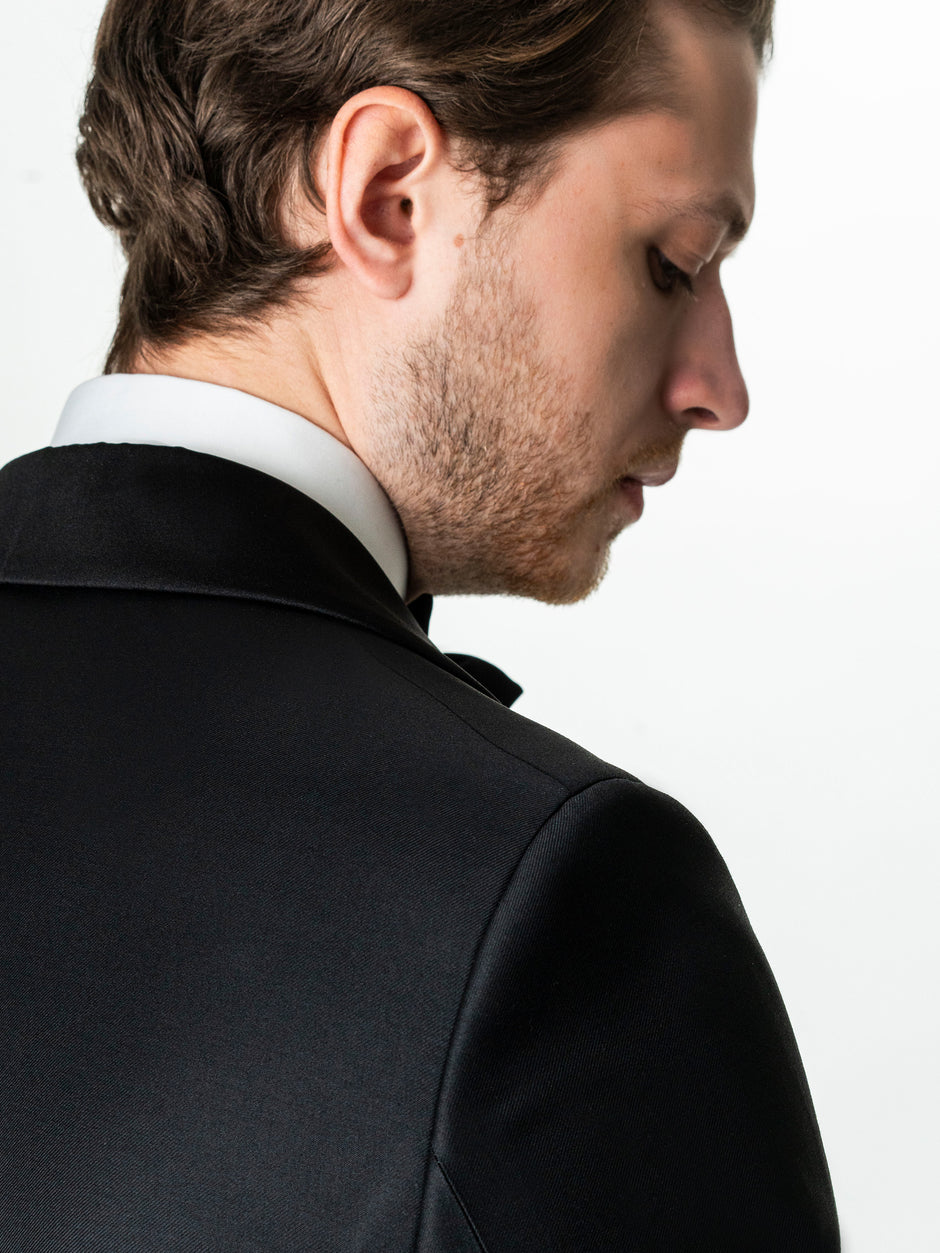 Costum Barbati Smoking Negru Lana Vitale Barberis Super 110 BMan343 (10)