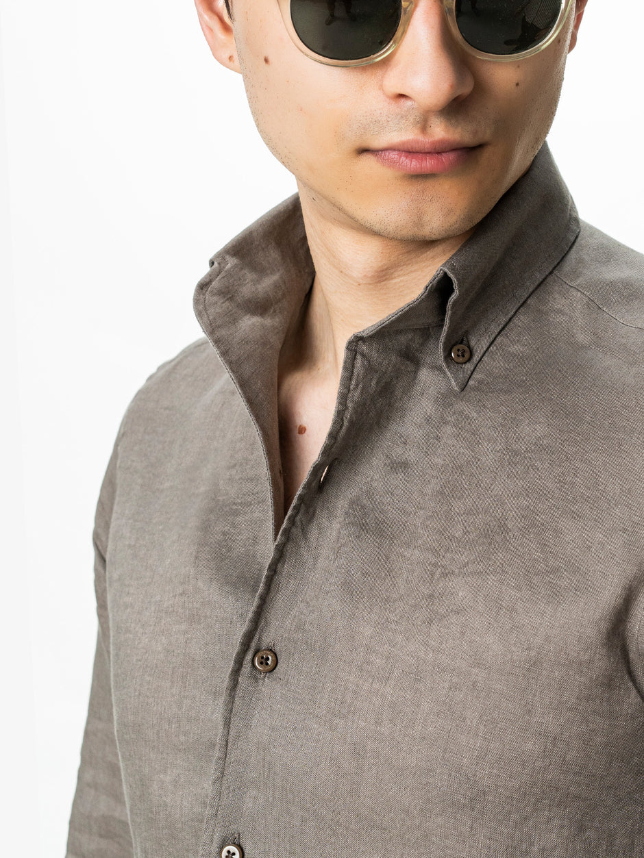 Camasa Barbati Bej Taupe Premium 100% In Guler One Piece BMan0078 (5)