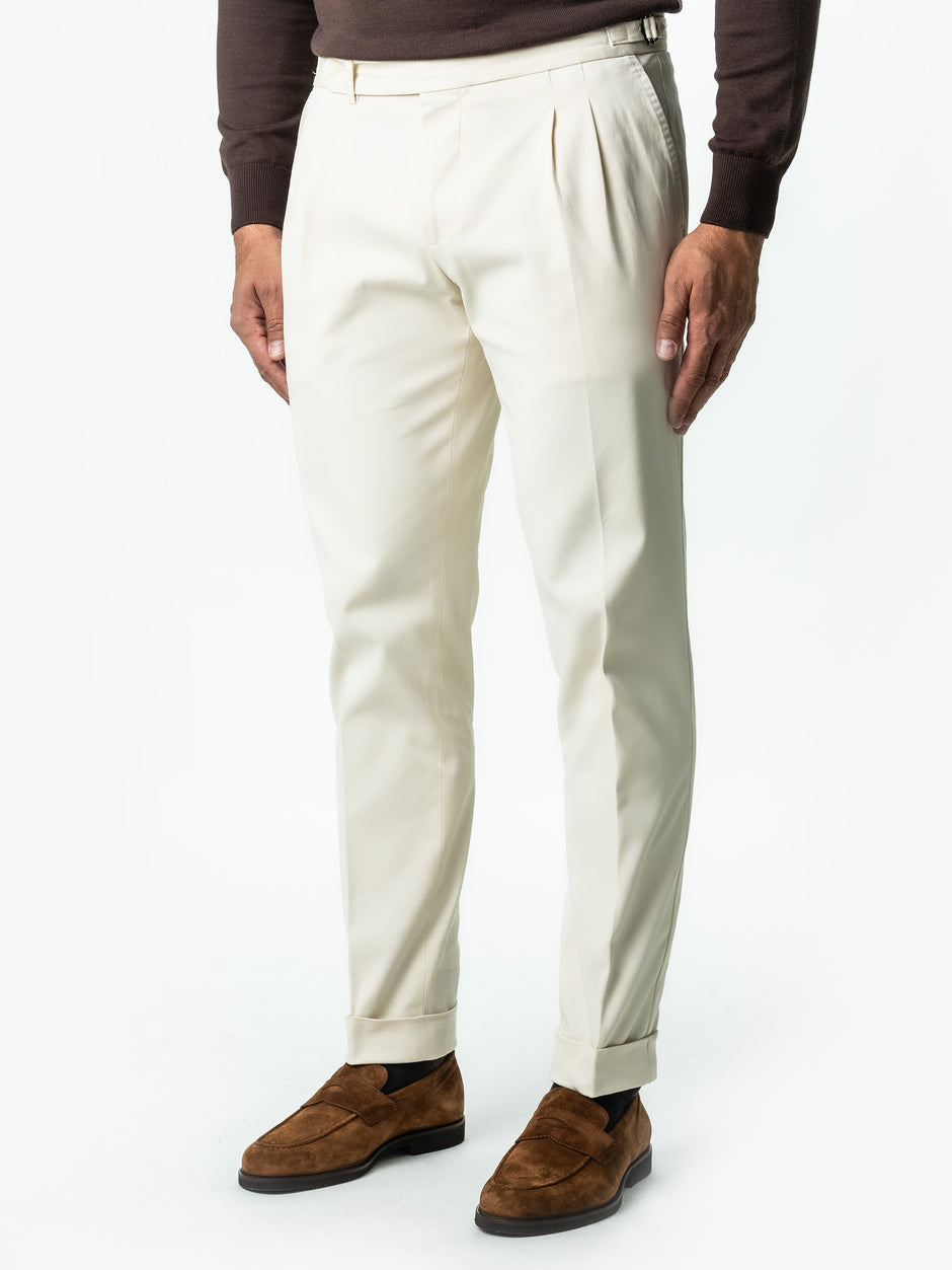 Pantaloni Crem Gurkha Cu Pense Barbati Bumbac All Season BMan0021 (1)