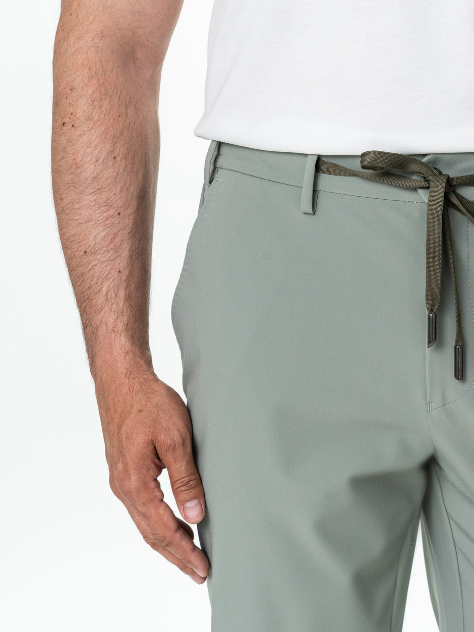 Pantaloni Casual Barbati Verde Menta Din Spandex Cu Snur BMan0102 (5)