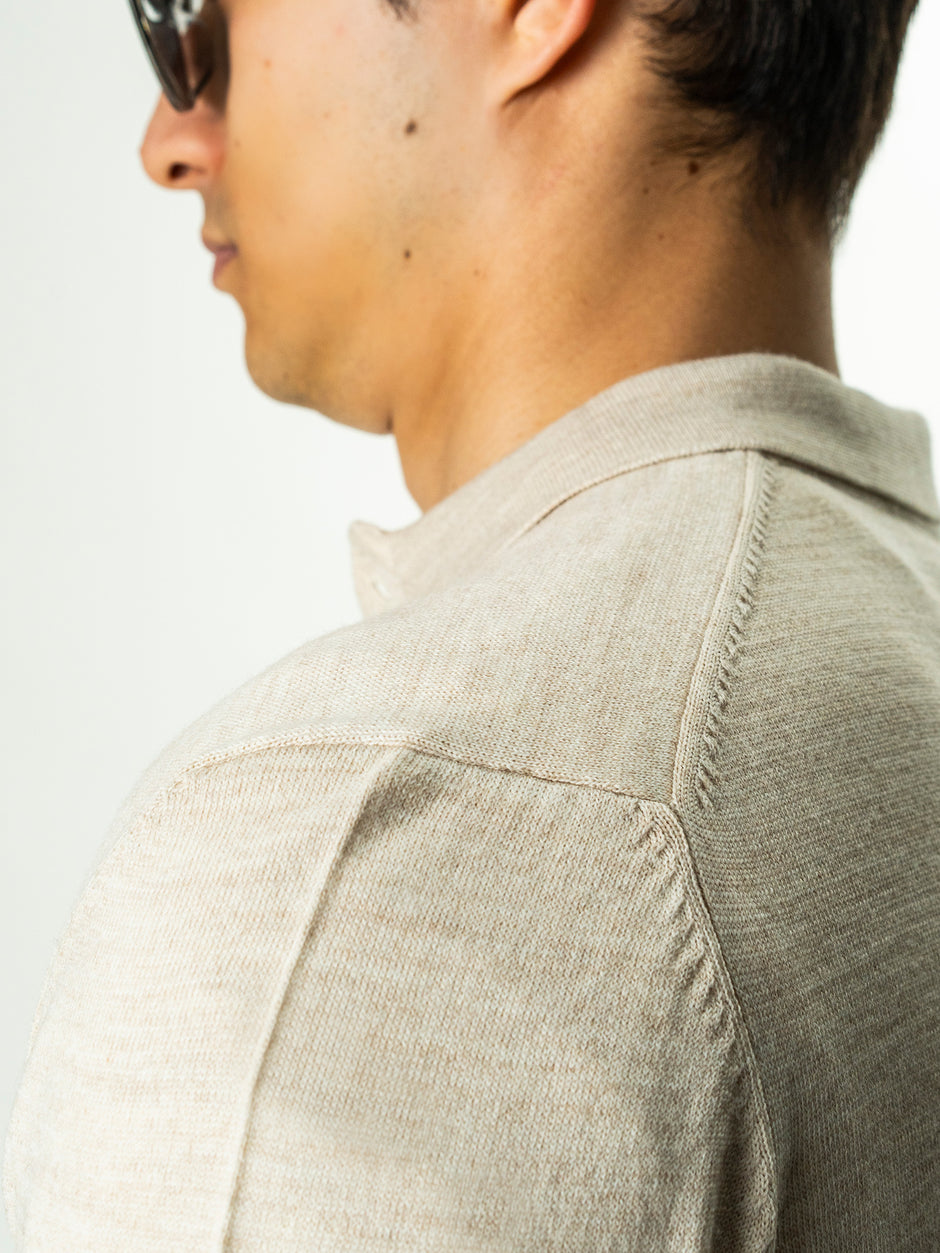 Pulover Barbati Crem Polo Din Lana Merinos BMan0051 (5)