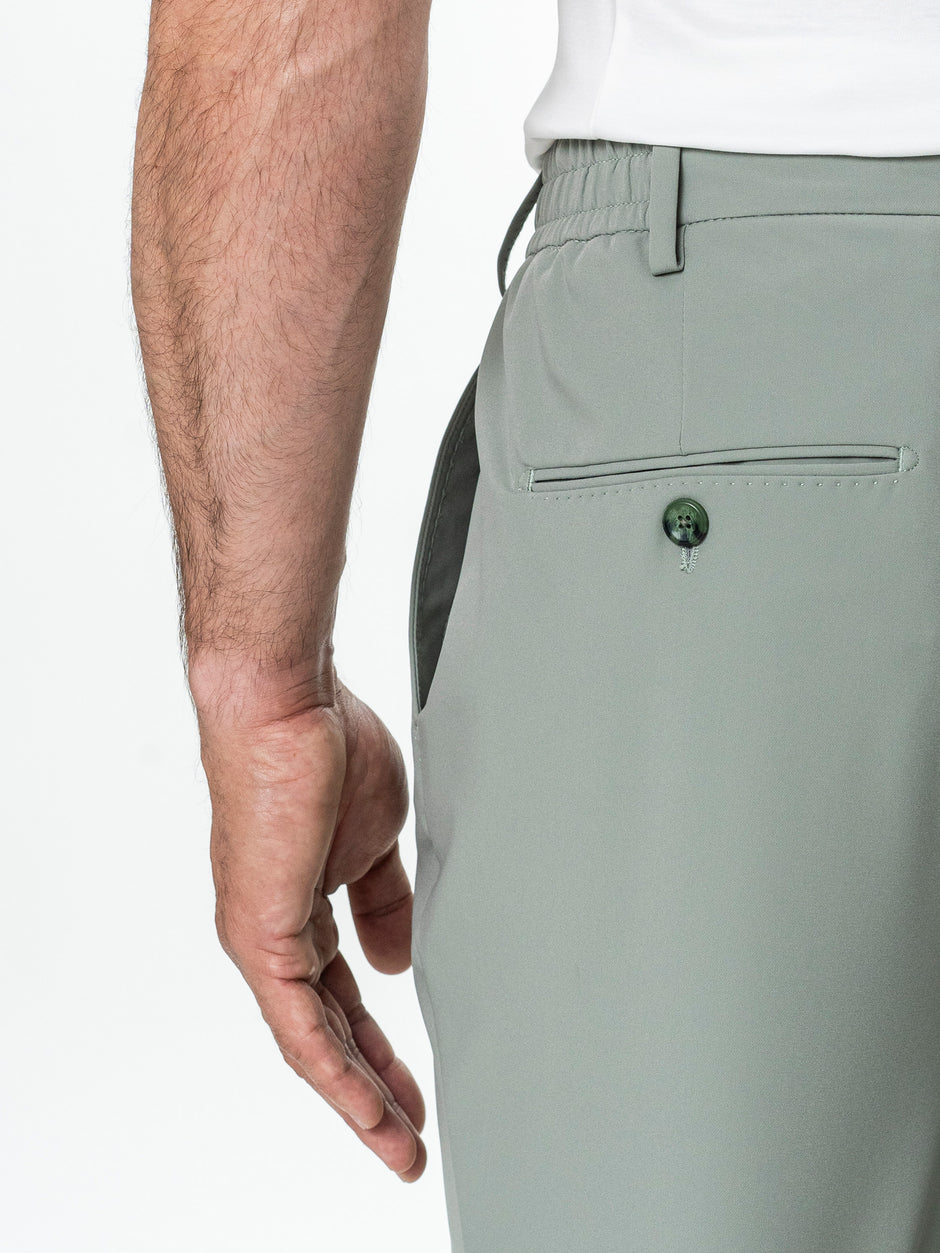 Pantaloni Casual Barbati Verde Menta Din Spandex Cu Snur BMan0102 (7)