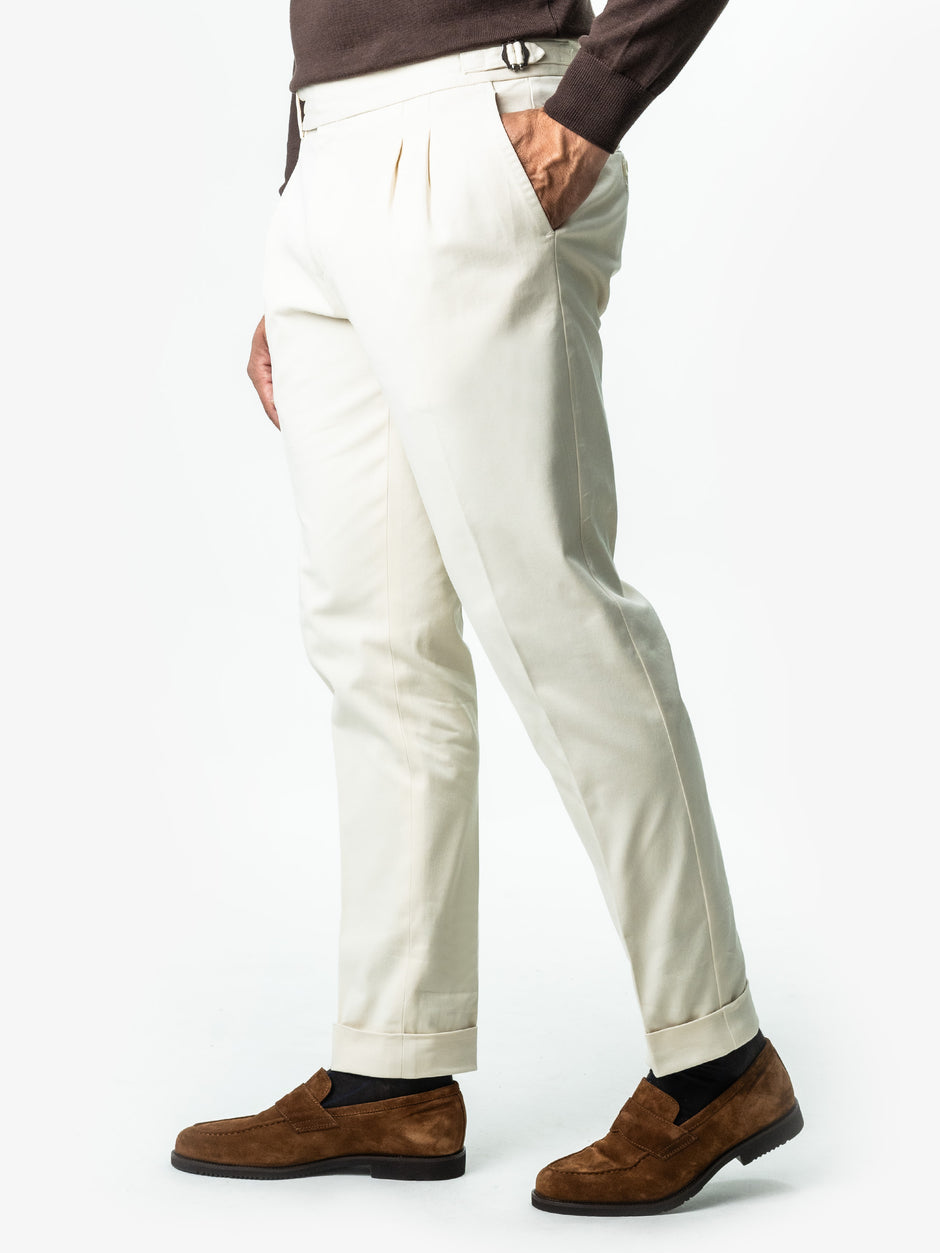Pantaloni Crem Gurkha Cu Pense Barbati Bumbac All Season BMan0021 (7)