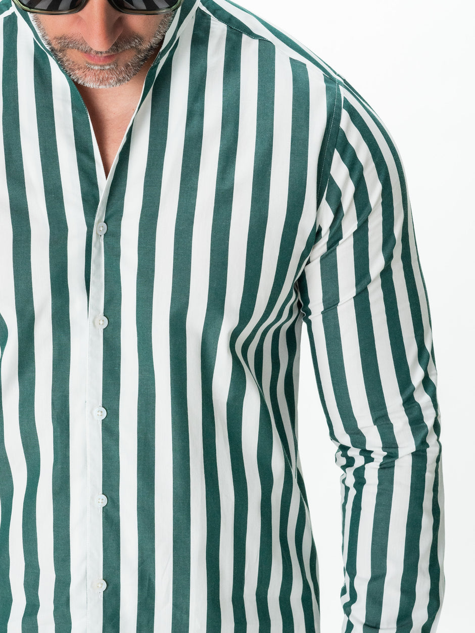 Camasa Smart Casual Barbati Verde In Dungi Design Monaco BMan0047 (7)