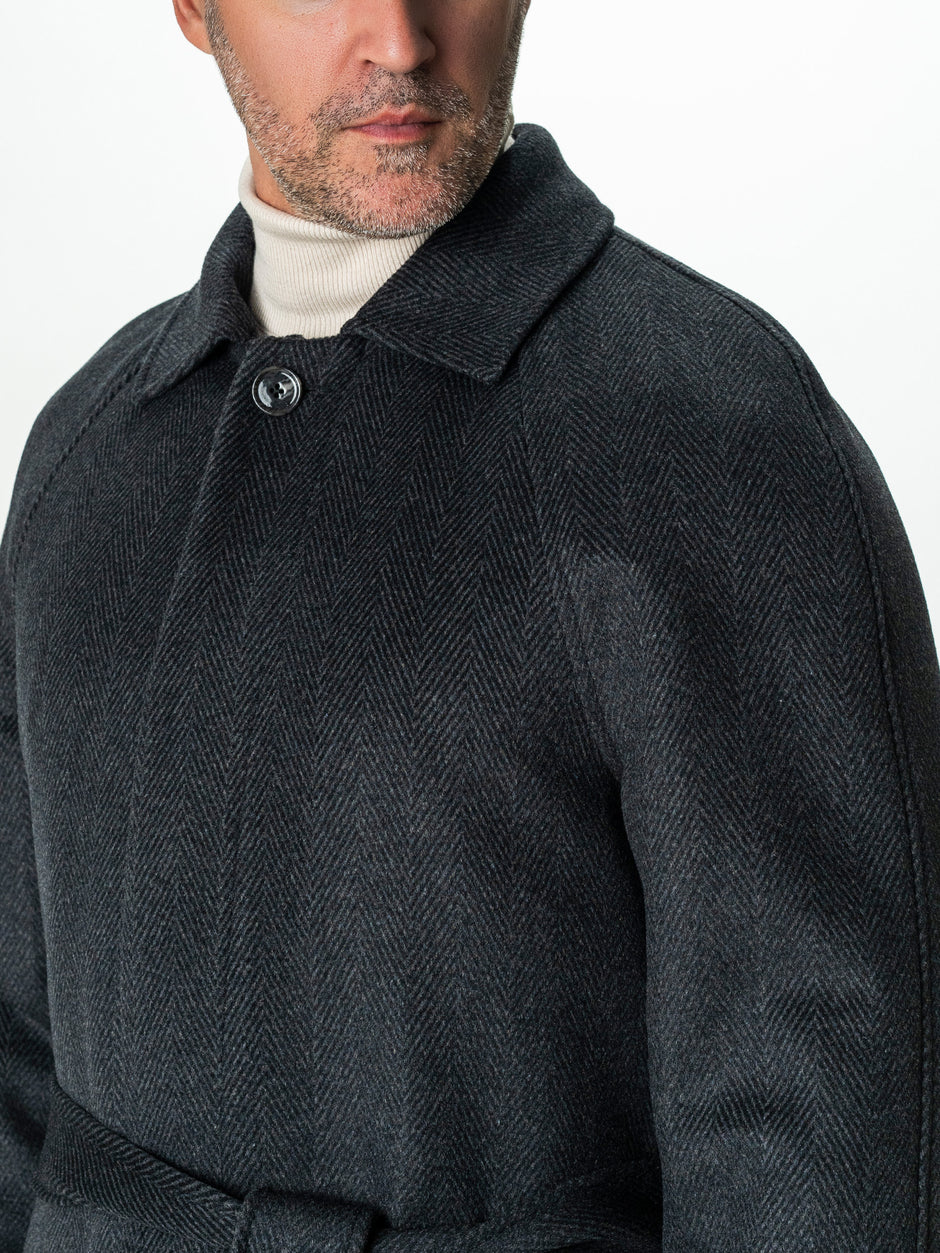 Palton Barbati Iarna Negru 100% Lana Twill BMan0006 (7)