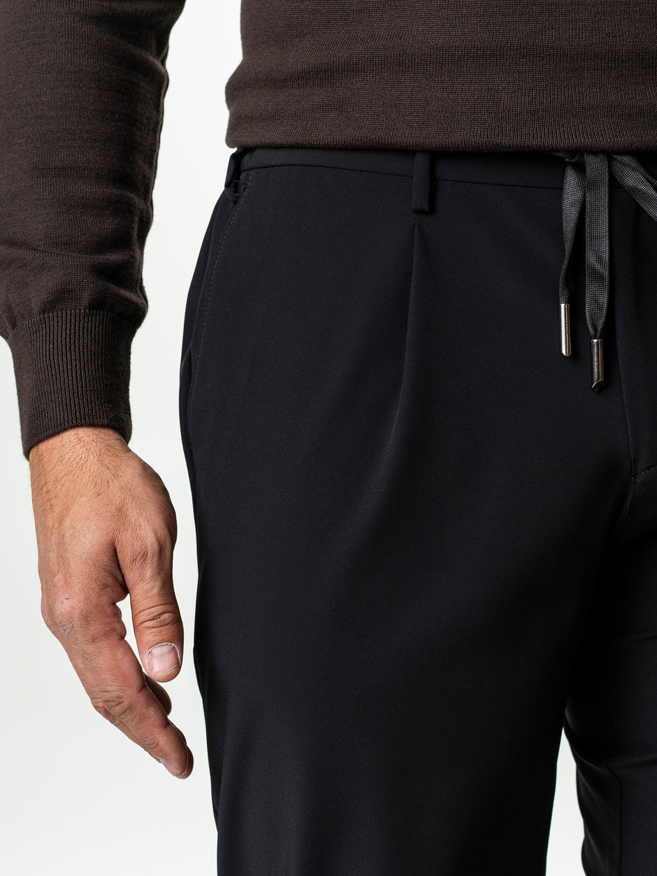 Pantaloni Flexo Cu Snur Barbati Negri Din Spandex Milano BMan0100 (3)