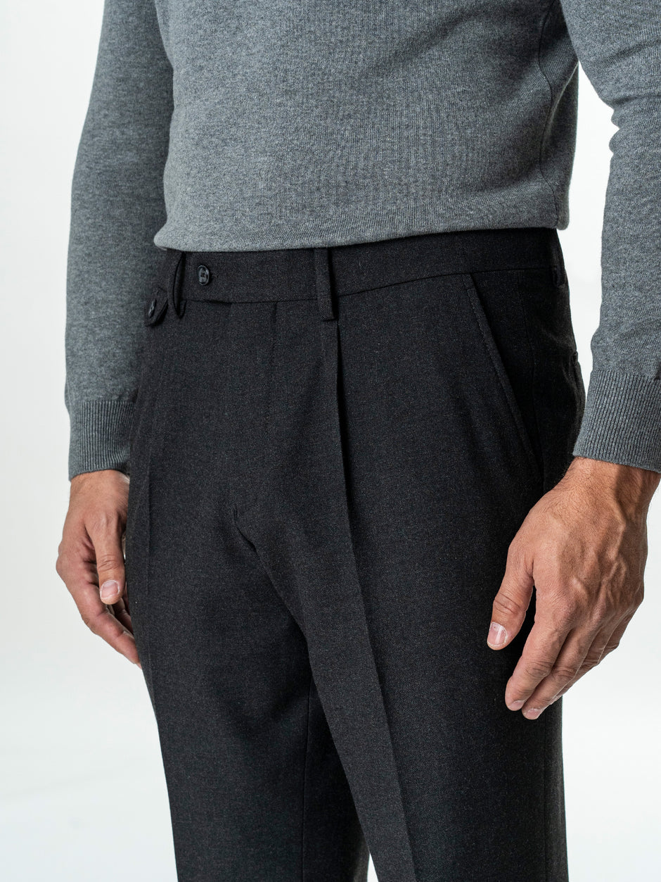 Pantaloni Eleganti Barbati Gri Inchis Din Lana Pentru Toamna BMan0103 (6)