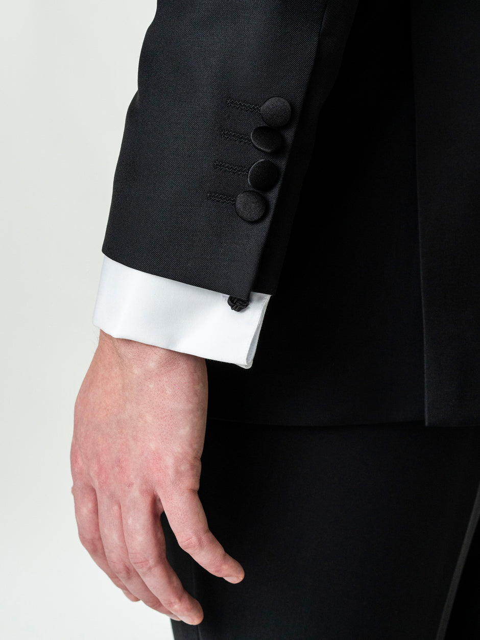 Tinuta Mire Smoking Barbati Negru Formal Ceremonie Stofa Santo BMan0400 (10)