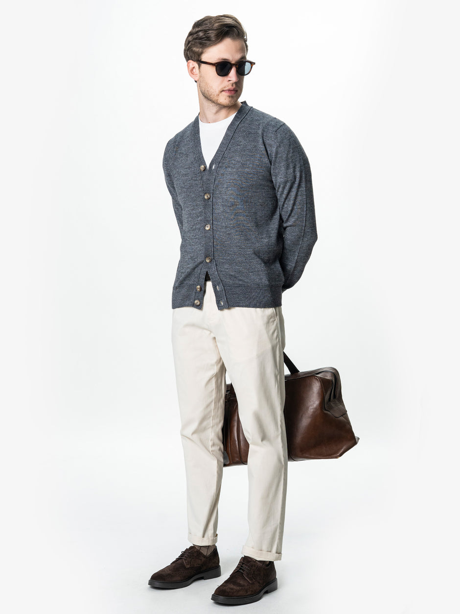 Pulover Gri Barbati Cu Nasturi Tip Cardigan BMan0038 (6)
