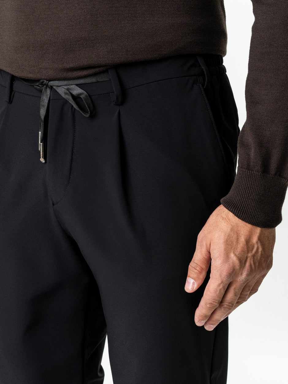 Pantaloni Flexo Cu Snur Barbati Negri Din Spandex Milano BMan0100 (5)