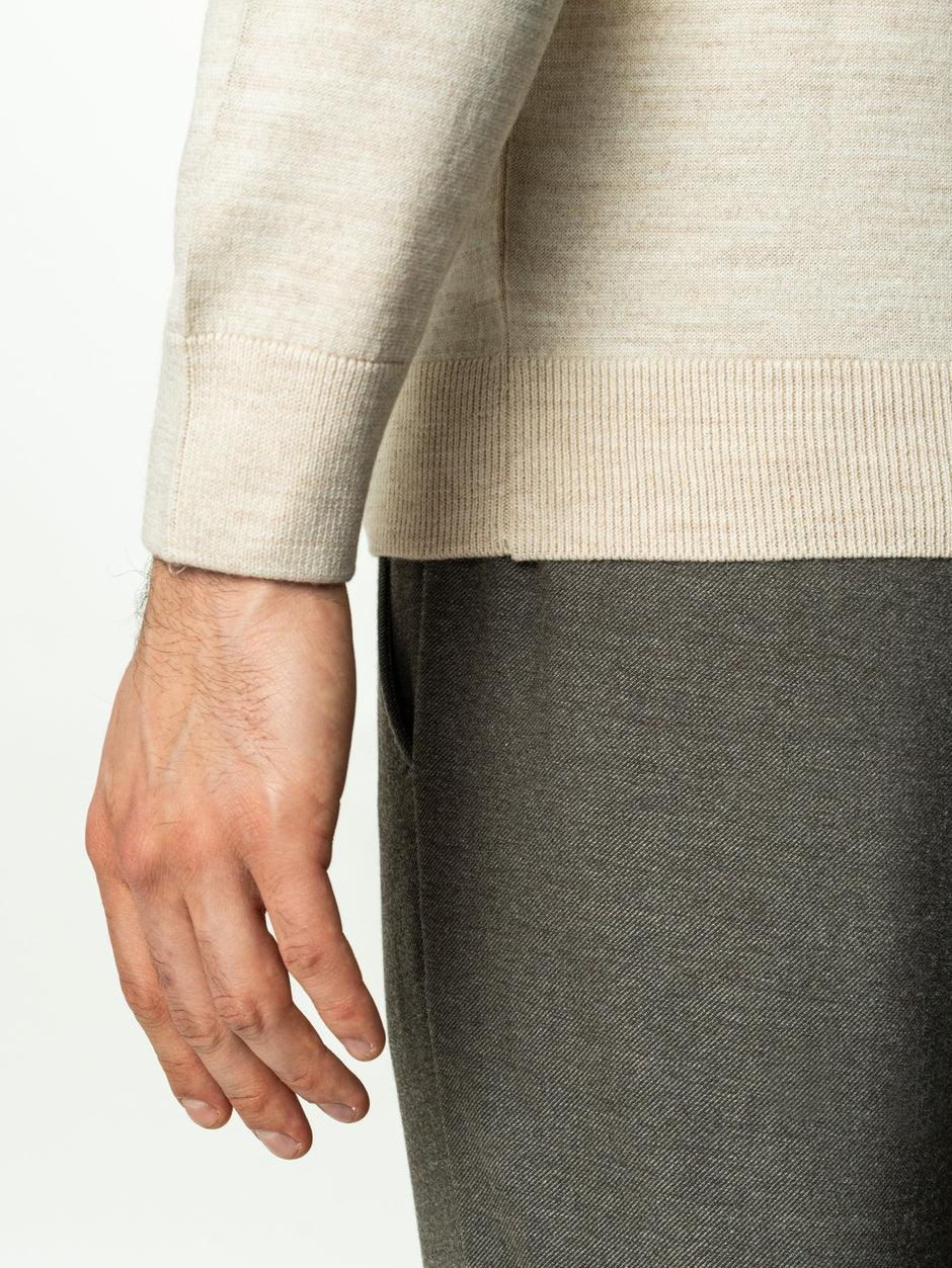 Pulover Barbati Crem Polo Din Lana Merinos BMan0051 (6)