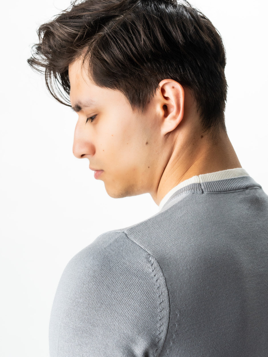 Pulover Barbati Casual Din Bumbac Gri Guler Circular Dublat BMan0011 (6)