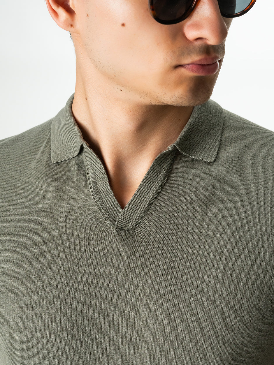 Tricou Bărbați Polo Modern Verde Kaki Vară  Bumbac Natural BMan286 (3)