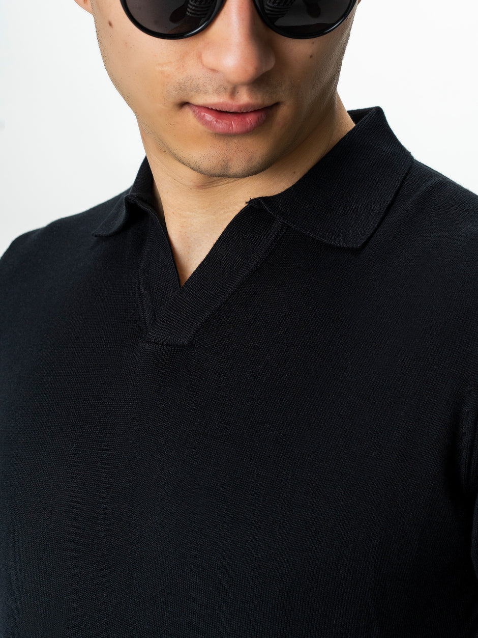 Pulover Polo Barbati Negru Din Bumbac Natural BMan0031 (7)