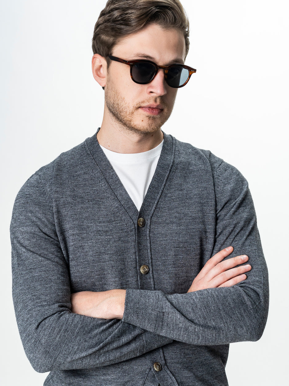 Pulover Gri Barbati Cu Nasturi Tip Cardigan BMan0038 (7)