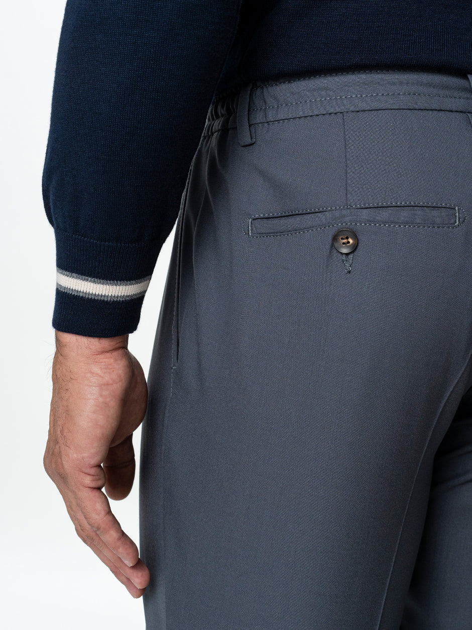 Pantaloni Cu Snur Barbati Gri Elastici Flexo Milano BMan598 (7)