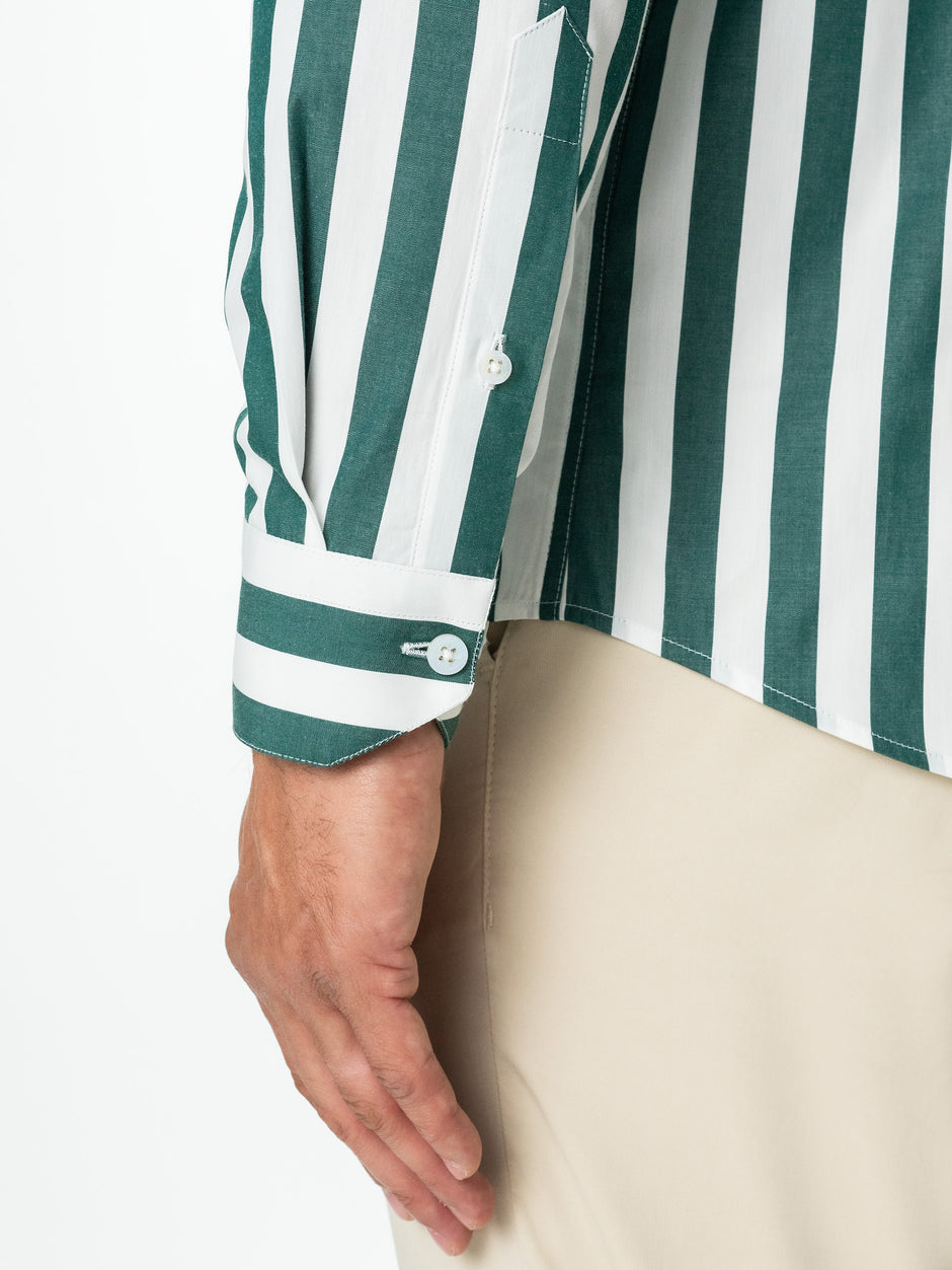 Camasa Smart Casual Barbati Verde In Dungi Design Monaco BMan0047 (5)