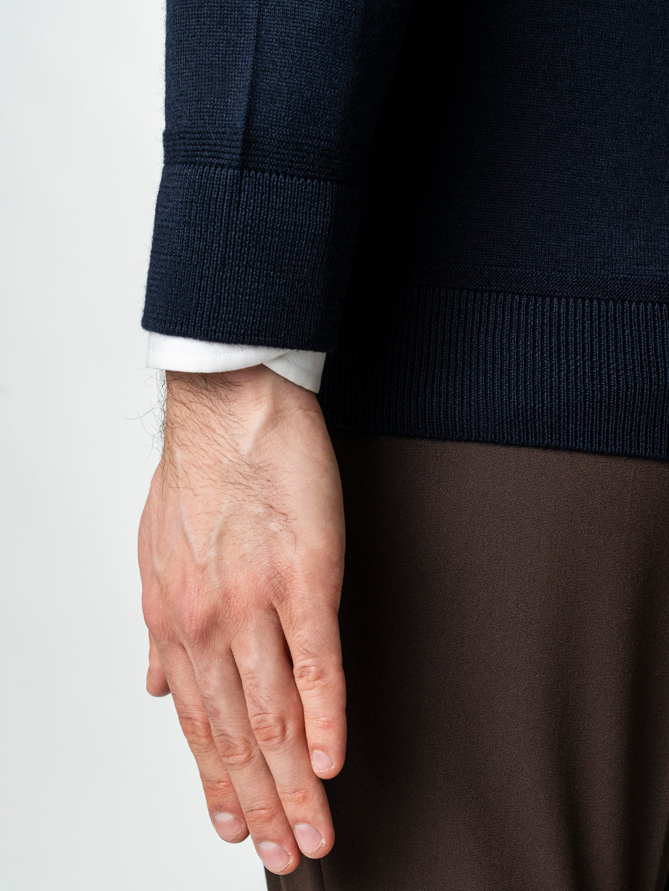 Pulover Bleumarin Barbati Cu Nasturi Tip Cardigan BMan0038 (8)