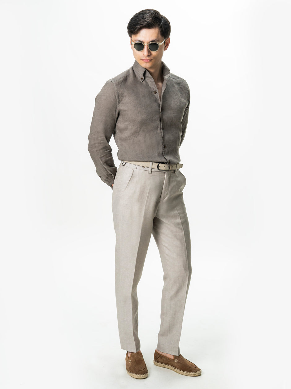 Camasa Barbati Bej Taupe Premium 100% In Guler One Piece BMan0078 (2)