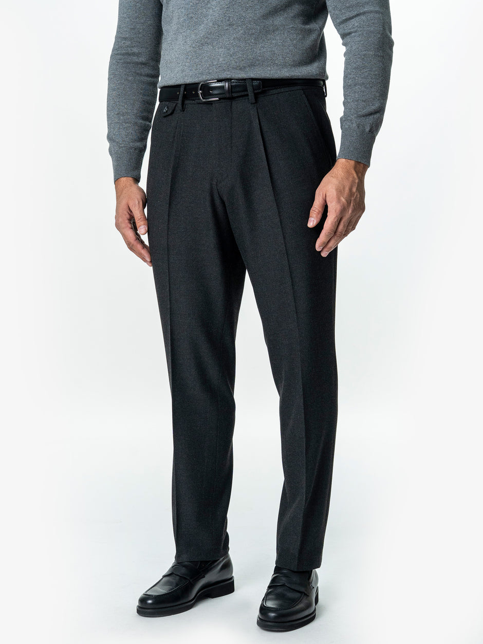 Pantaloni Eleganti Barbati Gri Inchis Din Lana Pentru Toamna BMan0103 (4)
