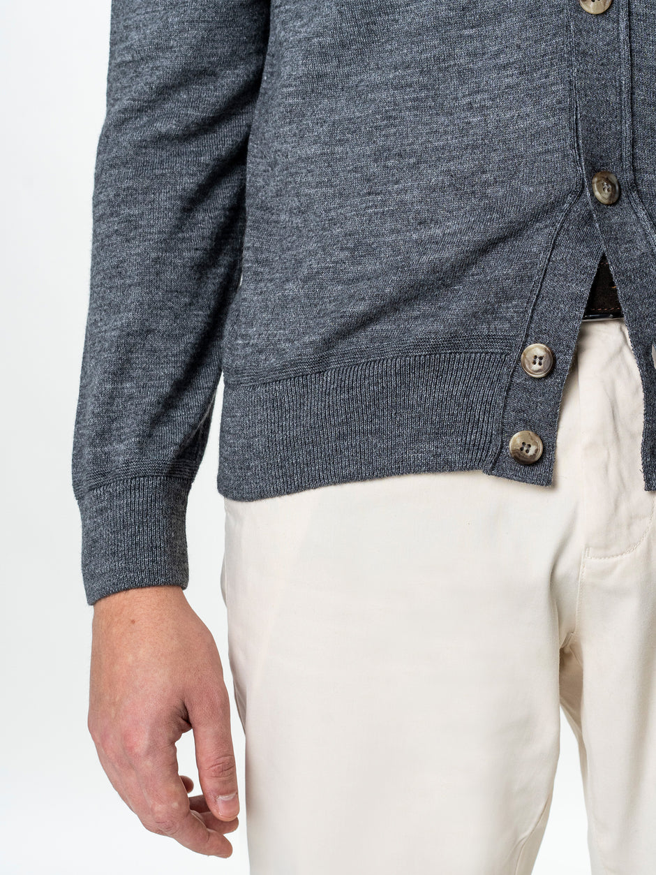 Pulover Gri Barbati Cu Nasturi Tip Cardigan BMan0038 (8)