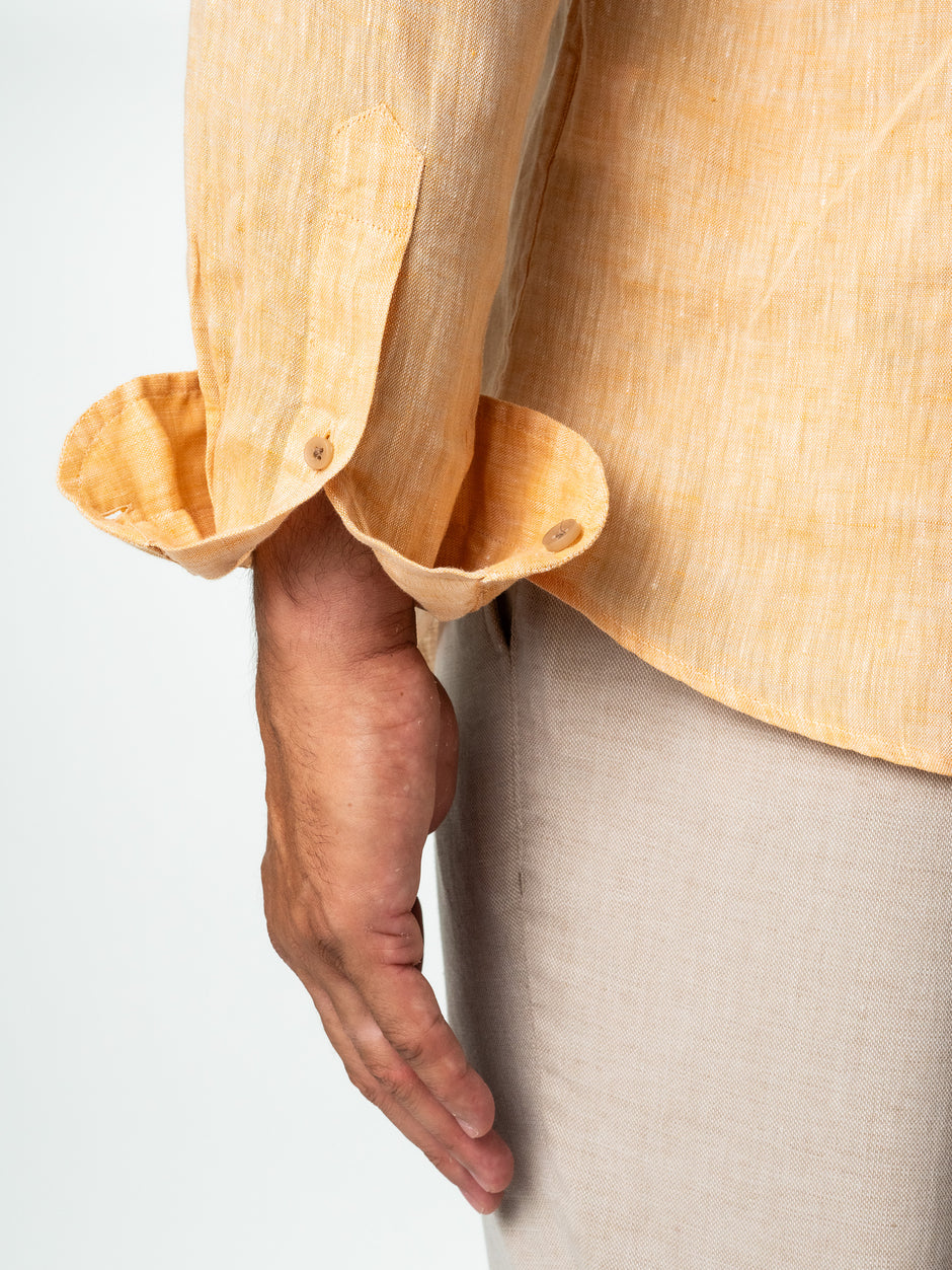 Camasa Vara Barbati Plaja Portocalie Din 100% In Natural BMan855 (5)