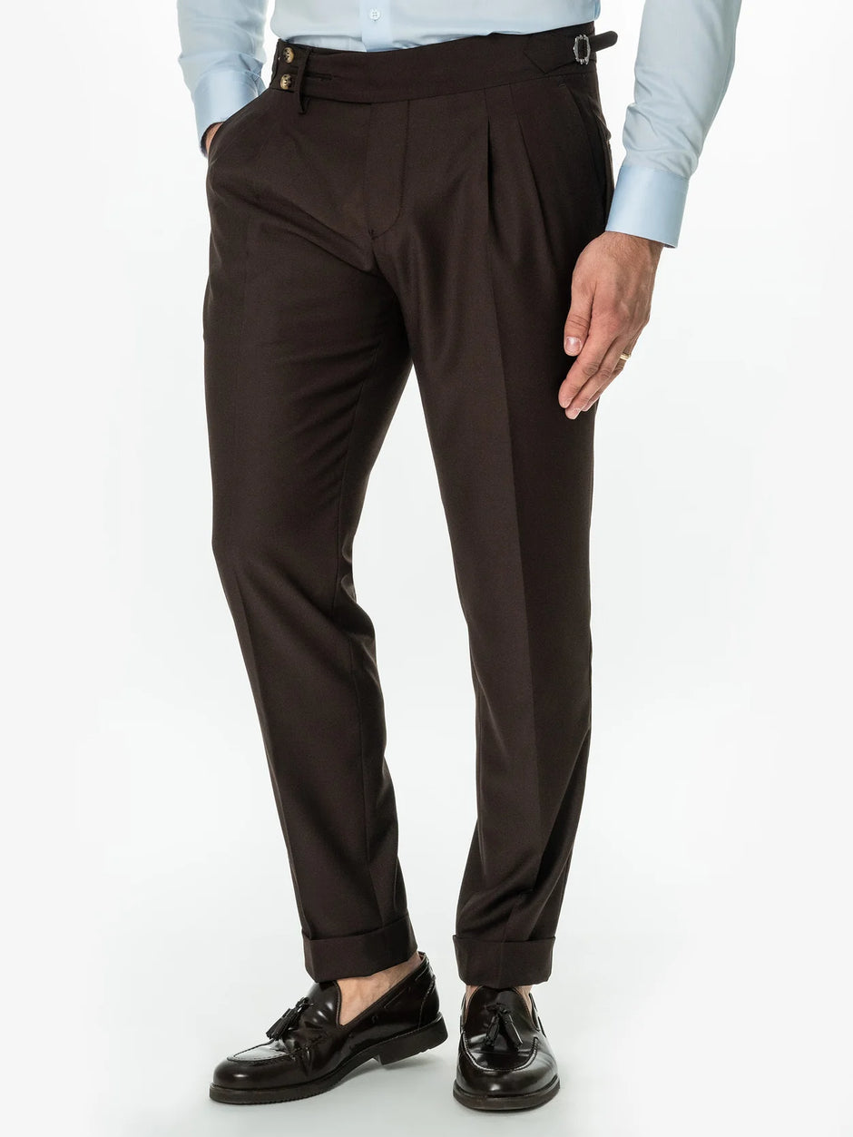 Pantaloni Barbati Cu Pense Model Gurkha Maro Cappuccino Stofa Confortabila BMan702 (4)