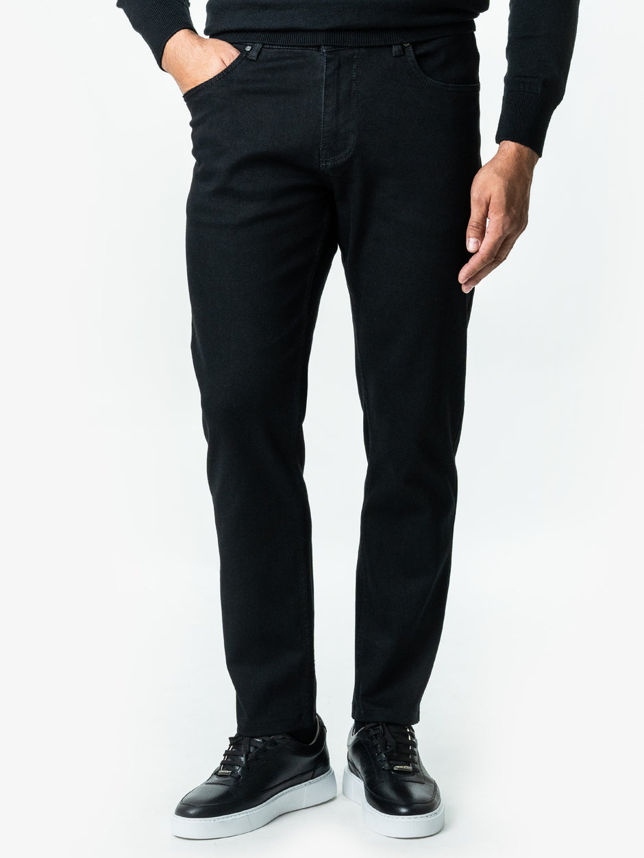 Blugi Barbati Negru Mat Simplu Comfort Fit All Season BMan0001 (4)