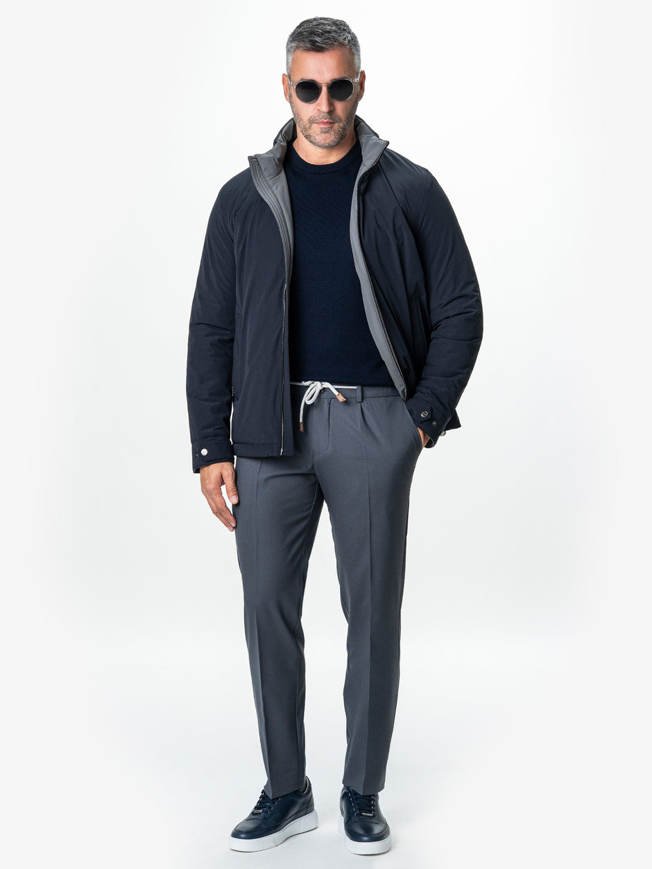 Pantaloni Cu Snur Barbati Gri Elastici Flexo Milano BMan598 (2)