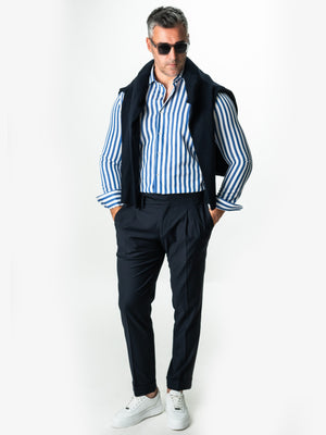 Pantaloni Barbati Bleumarin Inchis Cu Pense Design Gurkha BMan0009