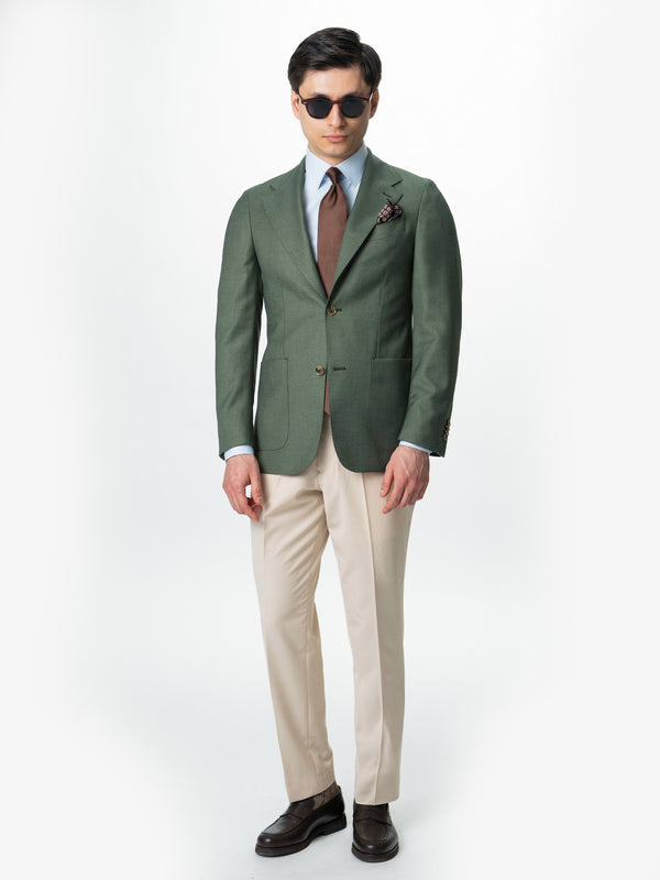 Pantaloni Barbati Crem Inchis Cu Talie Inalta Din Lana BMan0002 (6)