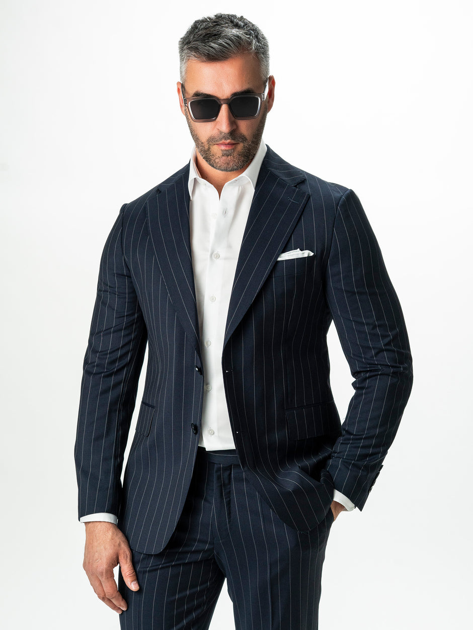 Costum Barbati Bleumarin Dungi Lana Vitale Barberis Super 110'S BMan0014 (2)
