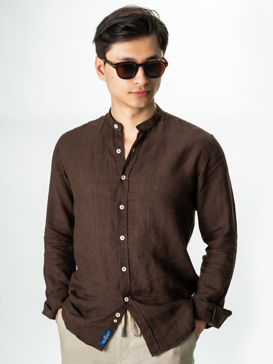 Camasa Tunica Barbati Maro Din In Natural Tessitura Monti Vara BMan856 (1)
