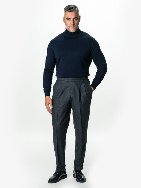 Pantaloni Barbati Gri Model Gurkha Din Lana Herringbone BMan725