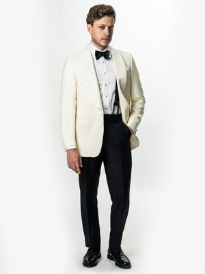 Costum Mire Smoking Alb Ivory din Lana VBC Super 110's BMan343