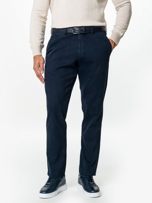 Pantaloni Casual Barbati Inchis Chinos Bleumarin Bumbac Office Relax Fit BMan0020
