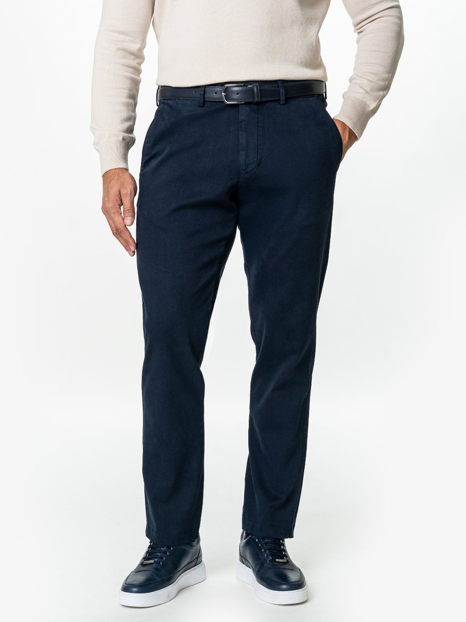 Pantaloni Casual Barbati Inchis Chinos Bleumarin Bumbac Office Relax Fit BMan0020 (1)