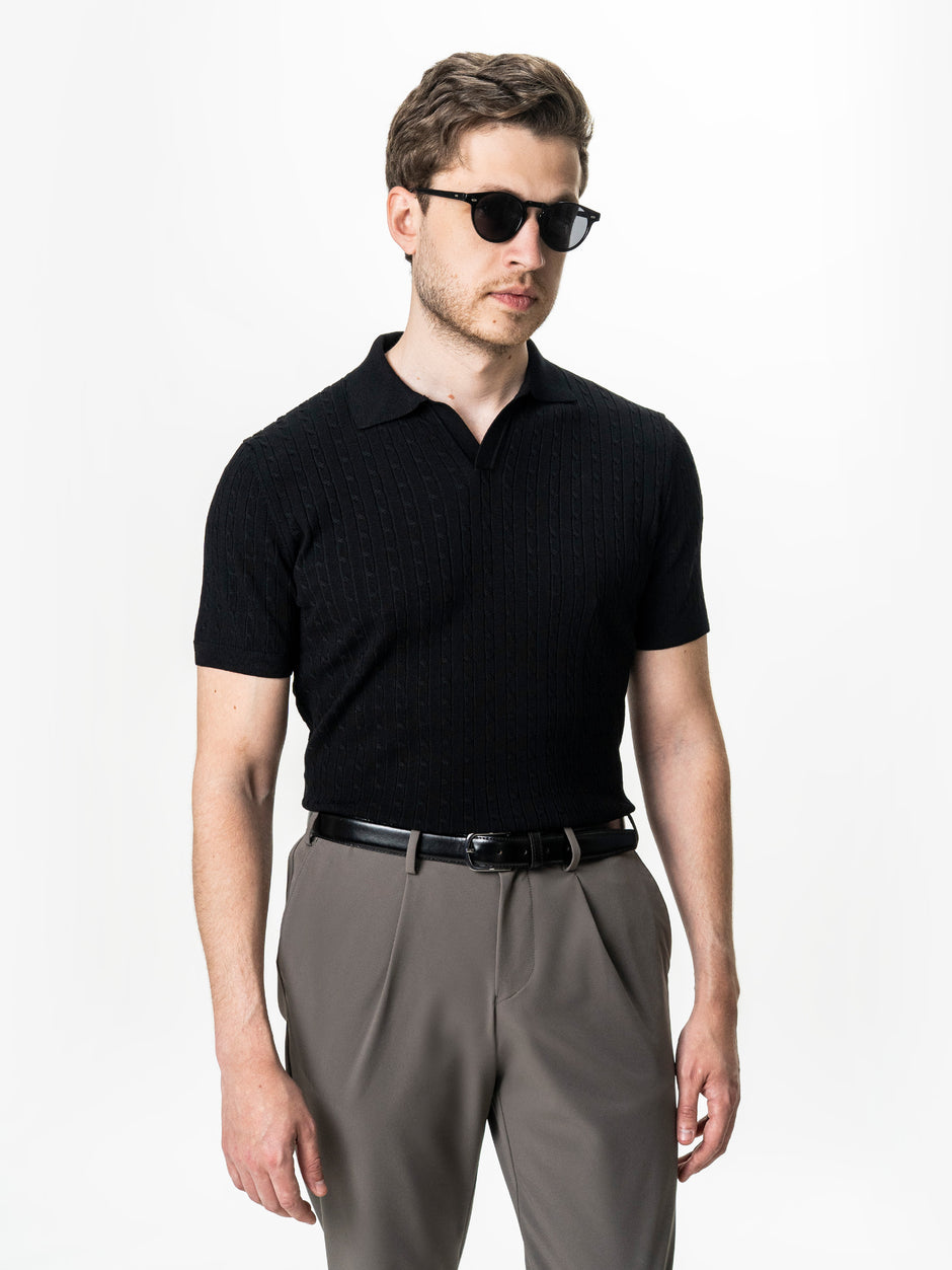 Tricou Barbati Polo Deschis Negru BMan0106 (6)