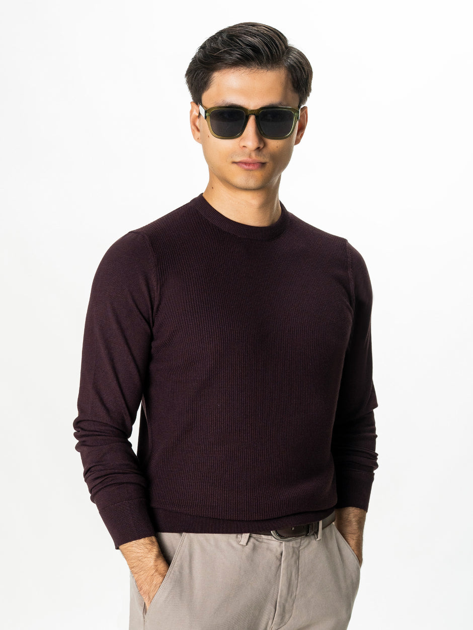 Pulover Bordo Inchis Barbati din Tricot Fin BMan0101 (7)