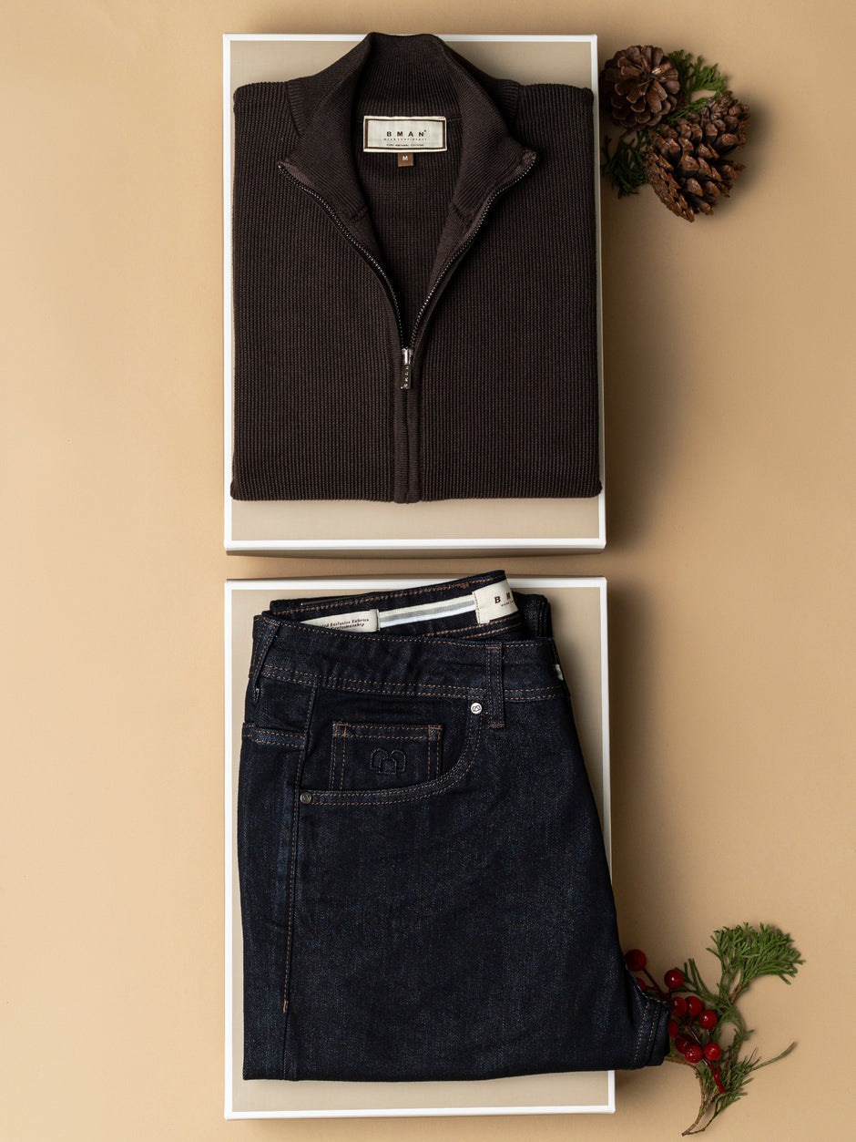 Pachet Cadou Barbati Pulover Cu Fermoar Si Blugi Bman0081 (1)