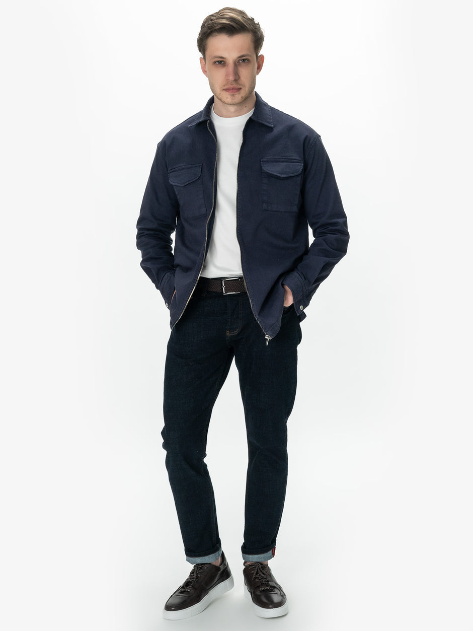 Jacheta Barbati Bleumarin Camasa Overshirt 100% Bumbac BMan0041 (5)
