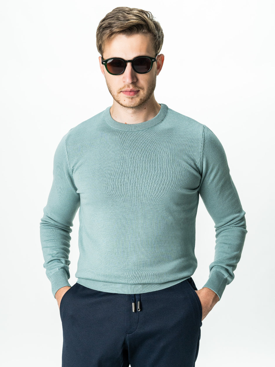 Pulover Casual Verde Menta Barbati Din Bumbac Levent Cottone BMan0008 (1)
