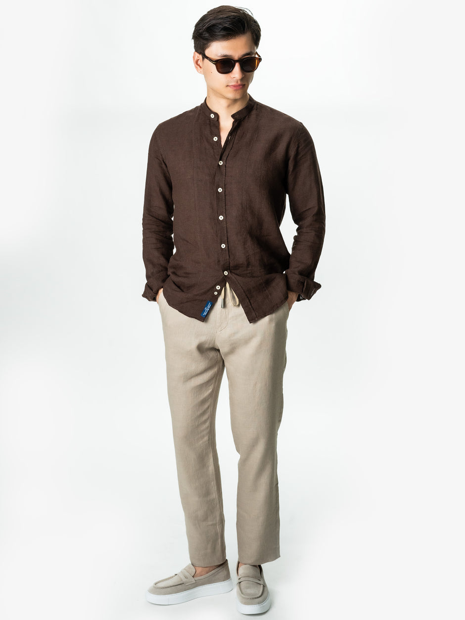 Camasa Tunica Barbati Maro Din In Natural Tessitura Monti Vara BMan856 (3)