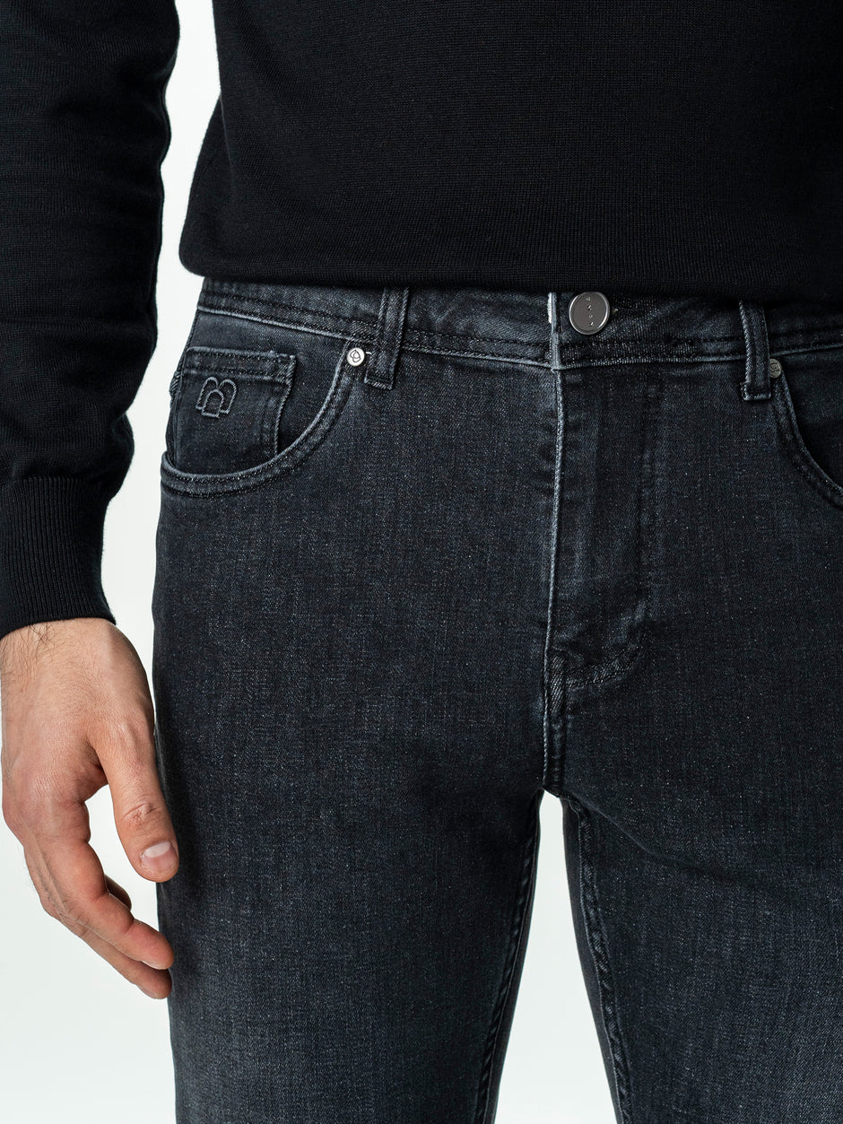 Blugi Barbati Gri Inchis Comfort Fit Denim T400 BMan0003 (7)